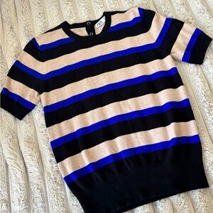 Zara Stripped Blouse Black Blue and Tan Women’s US Size L